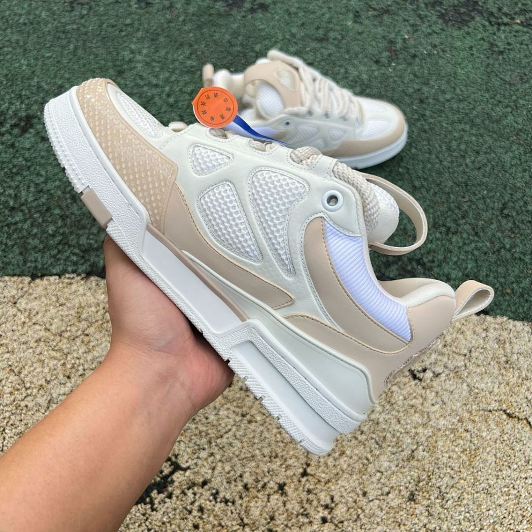 Louis Vuitton LV Trainer Sneaker Beige Cream White Monogram Mesh
