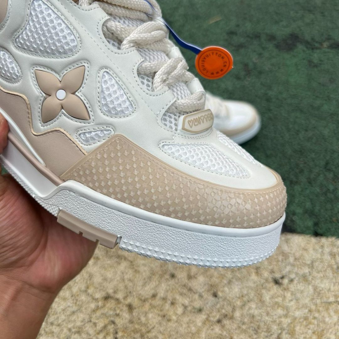 Louis Vuitton LV Trainer Sneaker Beige Cream White Monogram Mesh