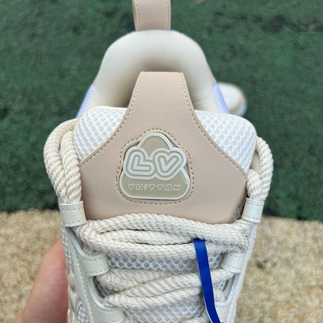 Louis Vuitton LV Trainer Sneaker Beige Cream White Monogram Mesh