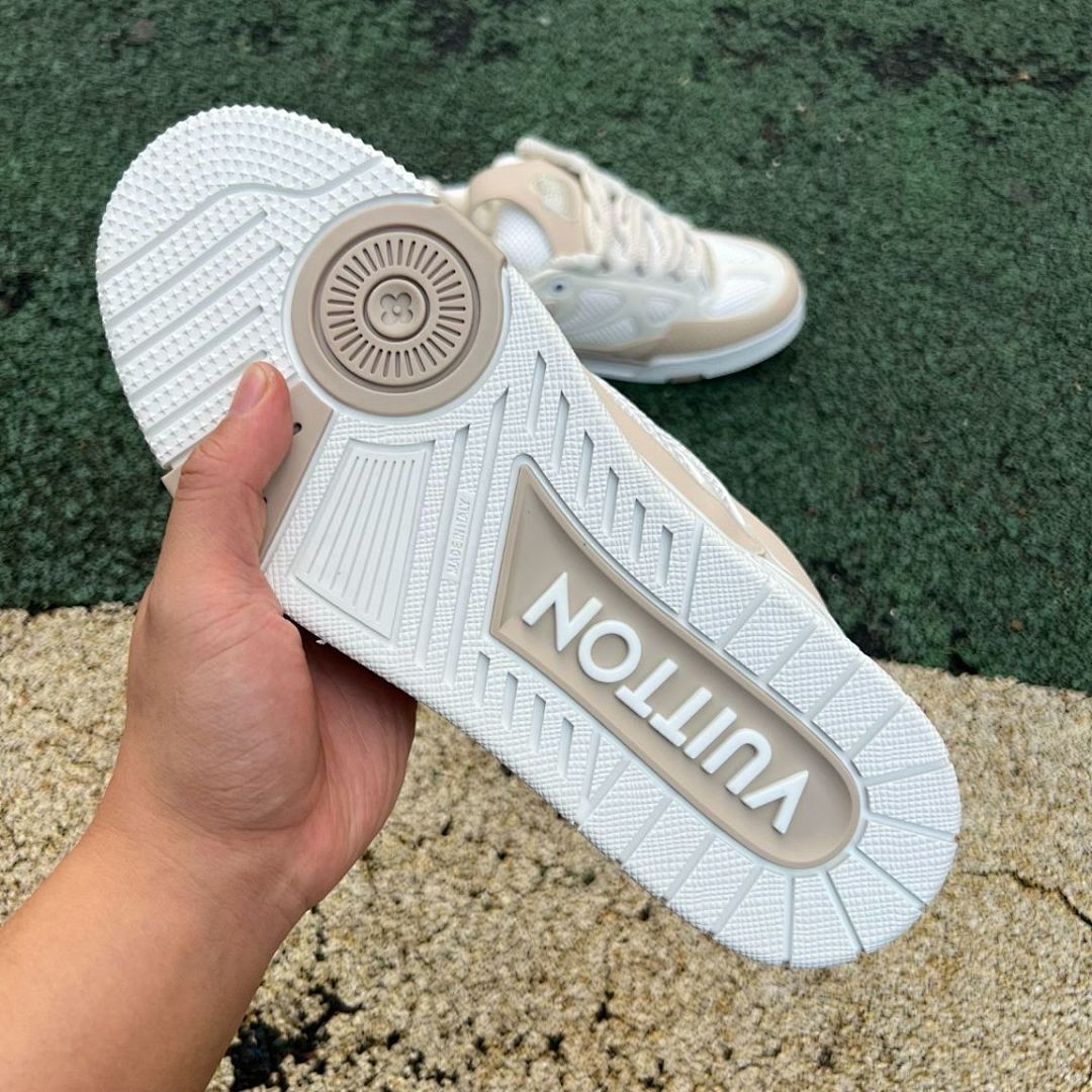Louis Vuitton LV Trainer Sneaker Beige Cream White Monogram Mesh