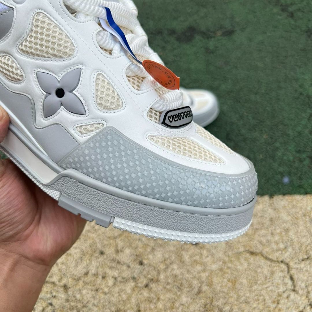 Louis Vuitton LV Trainer Sneaker White Grey Beige Mesh 3D