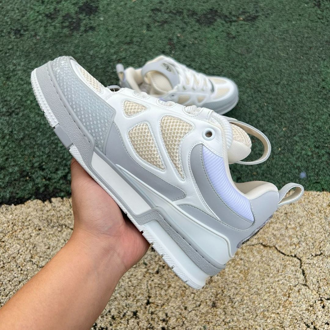 Louis Vuitton LV Trainer Sneaker White Grey Beige Mesh 3D