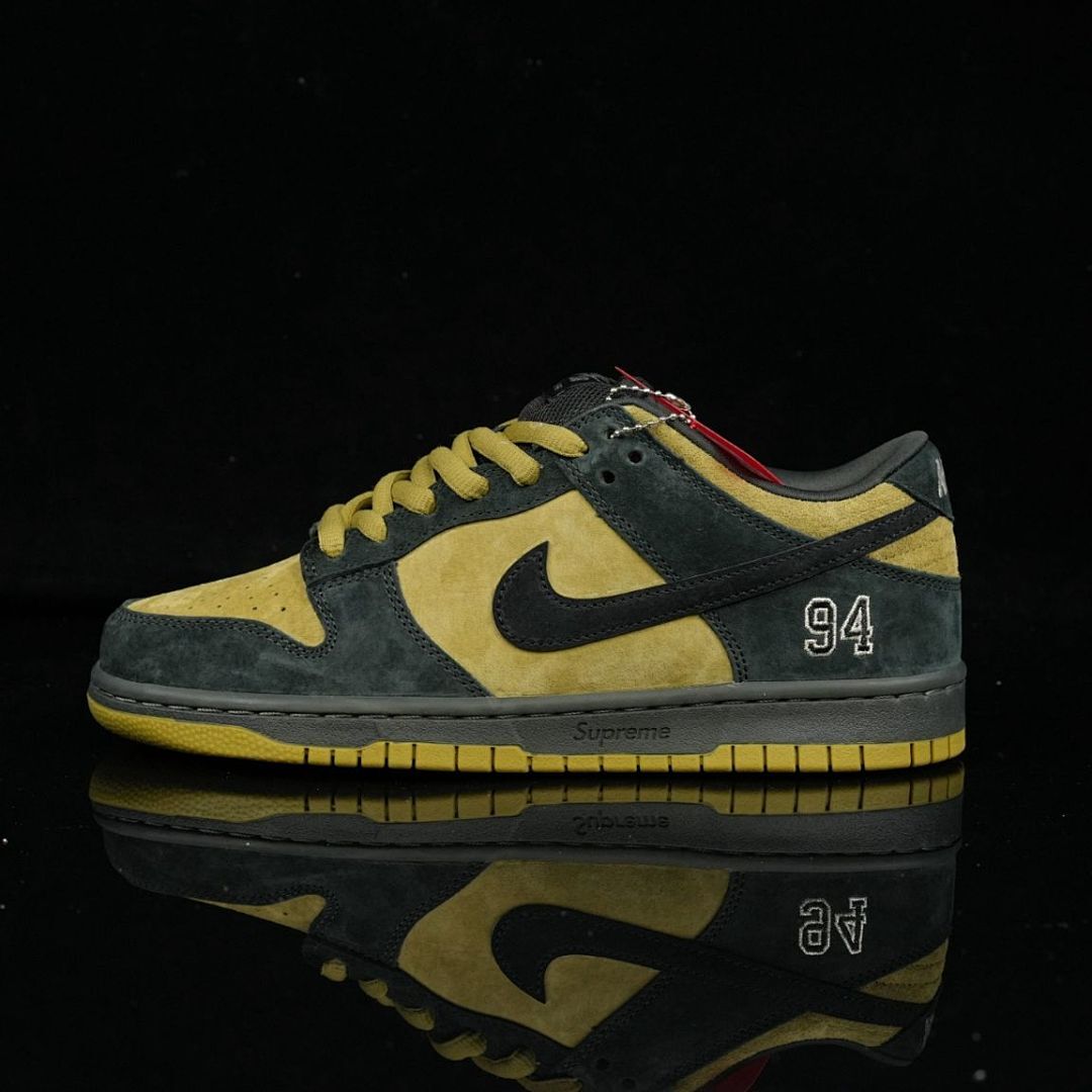 Nike SB Dunk Low x Supreme '94 Olive Gold Suede