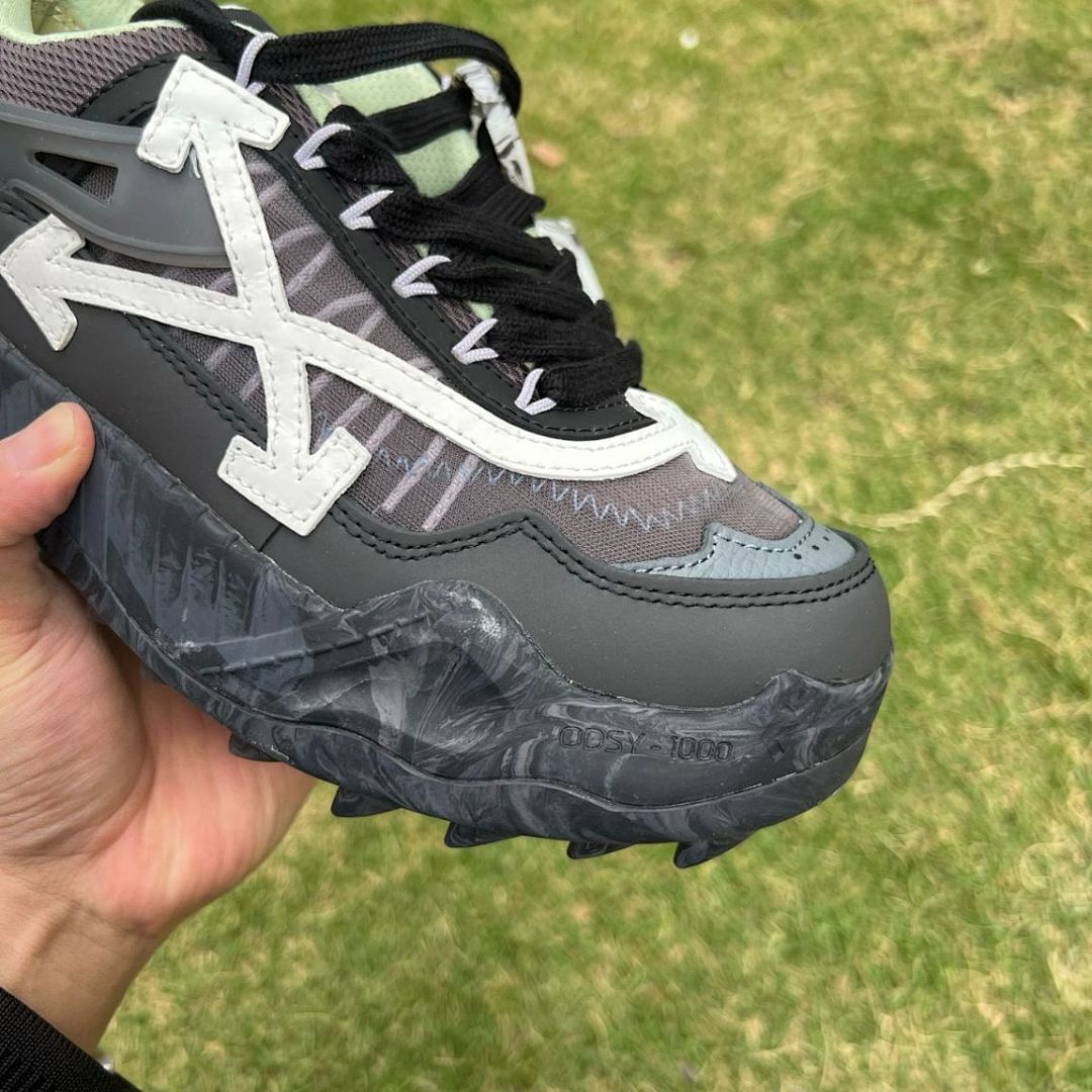 Off-White ODSY-1000 Black White Arrows Green Accent Sneakers Trainers