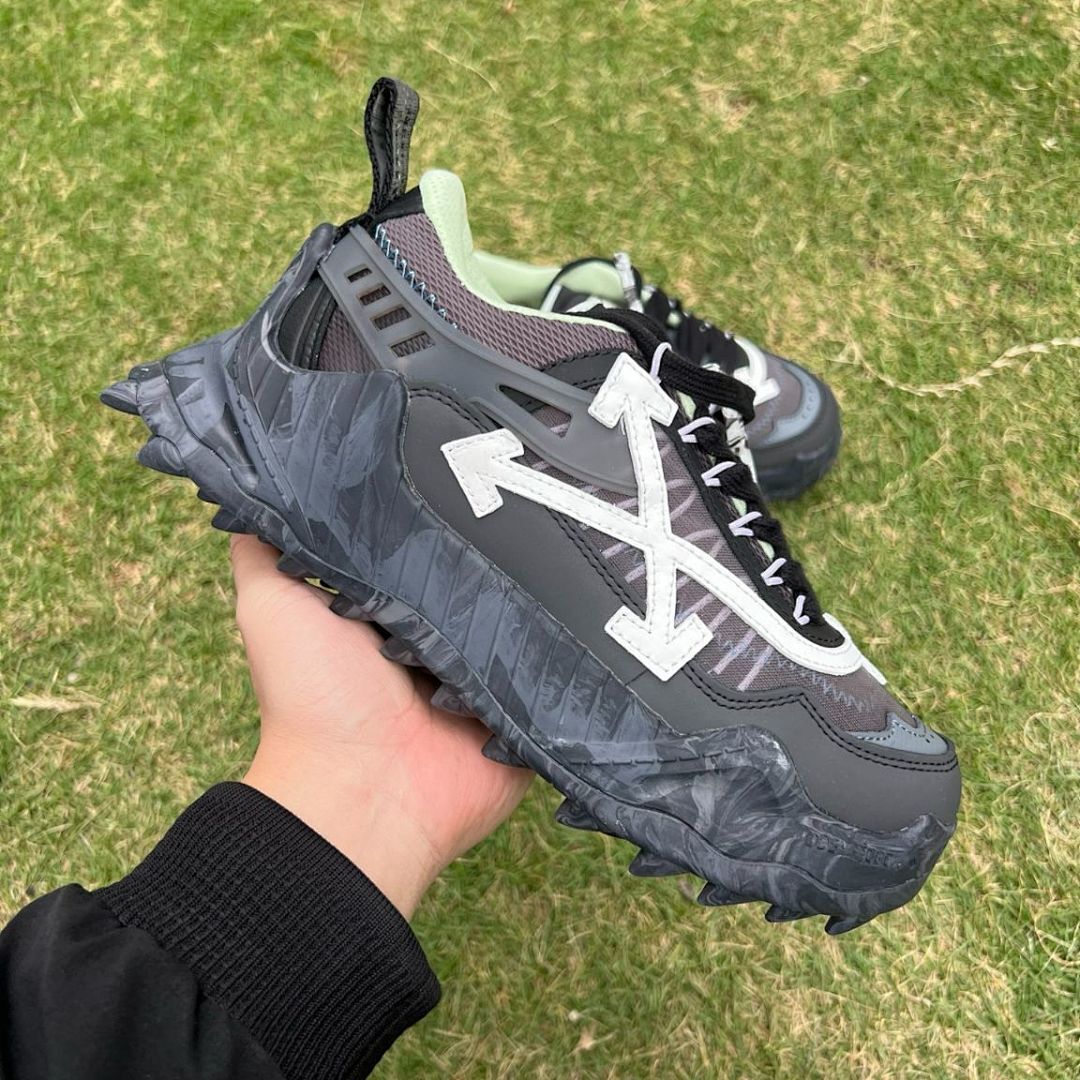 Off-White ODSY-1000 Black White Arrows Green Accent Sneakers Trainers