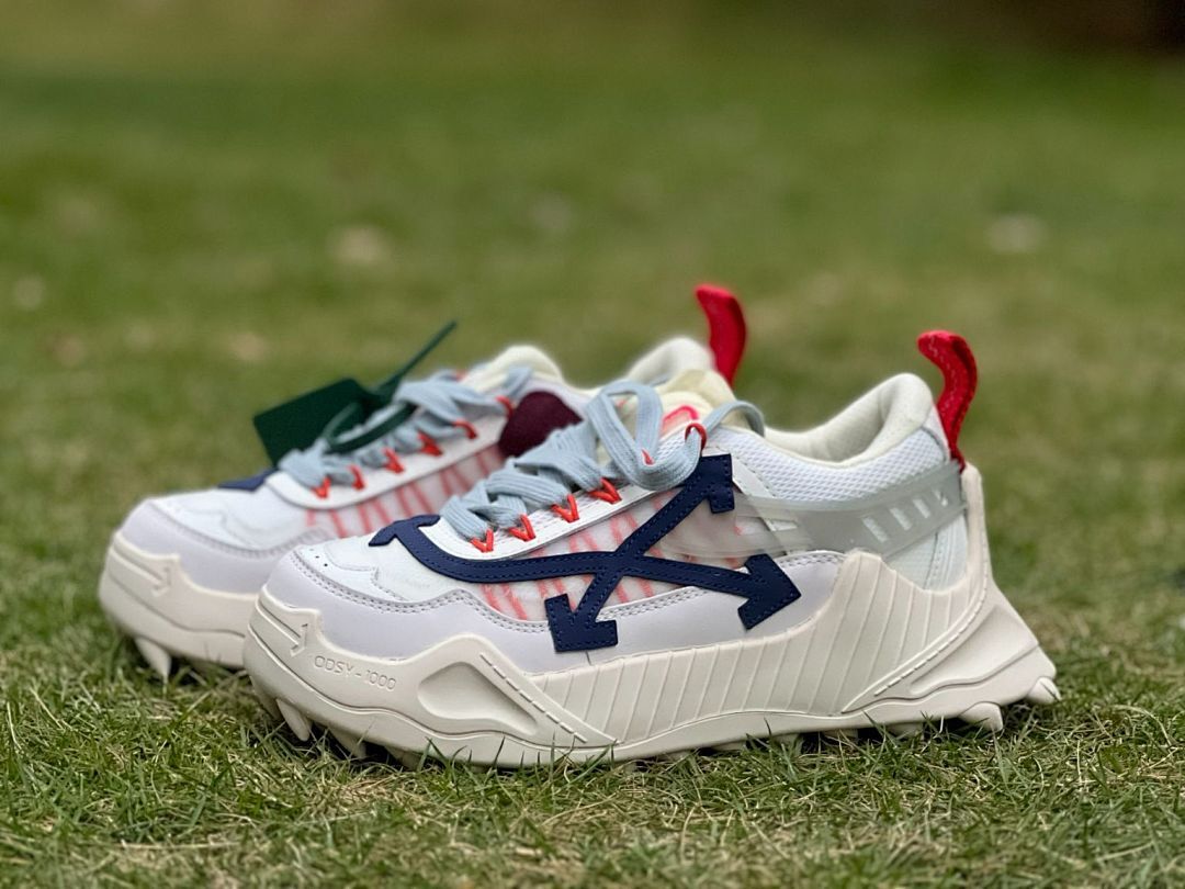 Off-White ODSY-1000 White Dark Blue Red Chunky Sneakers (OMIA139F198000403001)