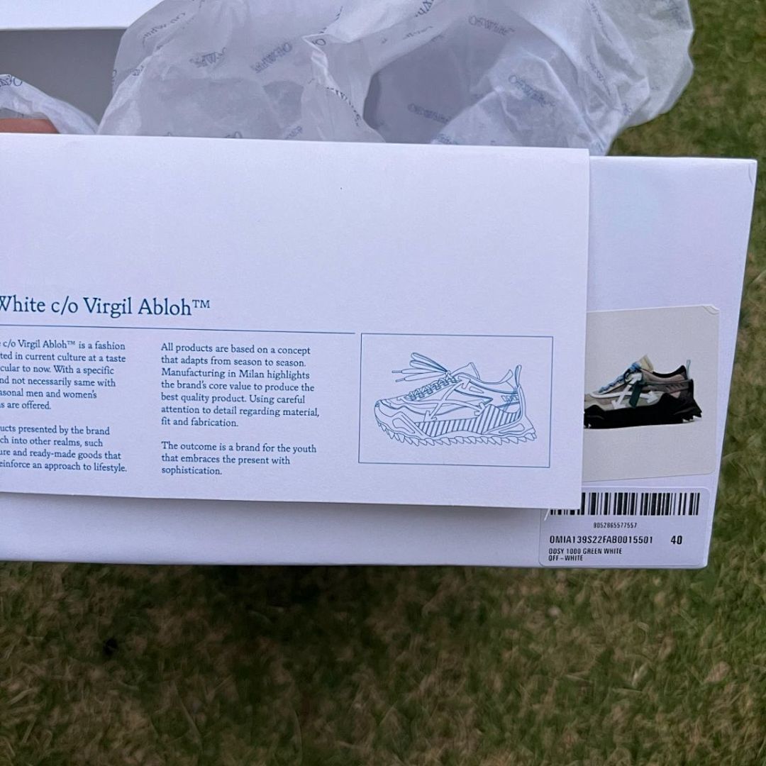 Off-White ODSY-1000 Sneakers Blue Laces Sage Green Pink Black Sole Translucent Designer Shoes