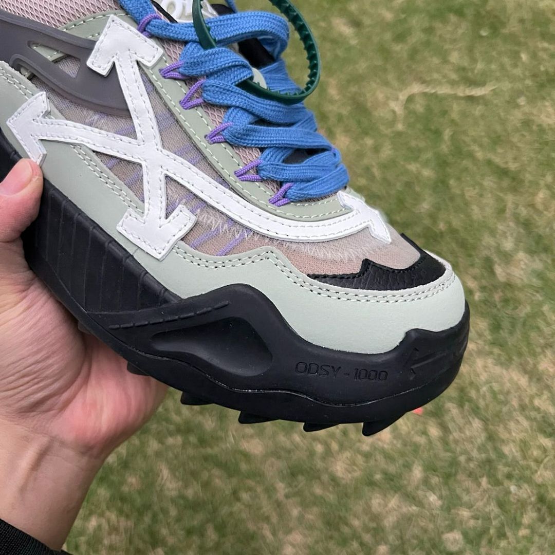 Off-White ODSY-1000 Sneakers Blue Laces Sage Green Pink Black Sole Translucent Designer Shoes