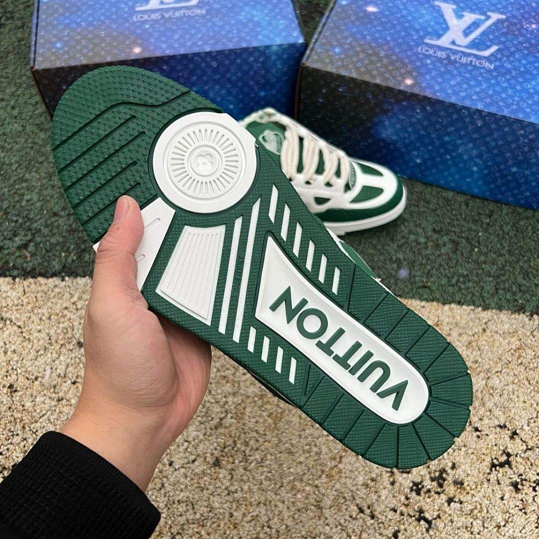 Louis Vuitton LV Trainer Sneaker Green White 1A9Z1C Luxury Designer Mesh Calf Leather Low Top Men's Women's Streetwear Trainers Shoes