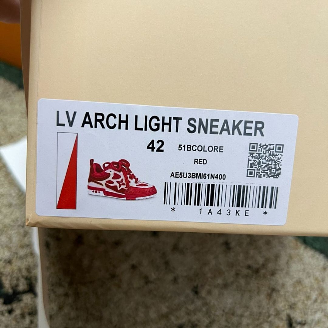 Louis Vuitton LV Trainer Sneaker Red White Monogram Mesh Luxury Shoes 1A9Z61