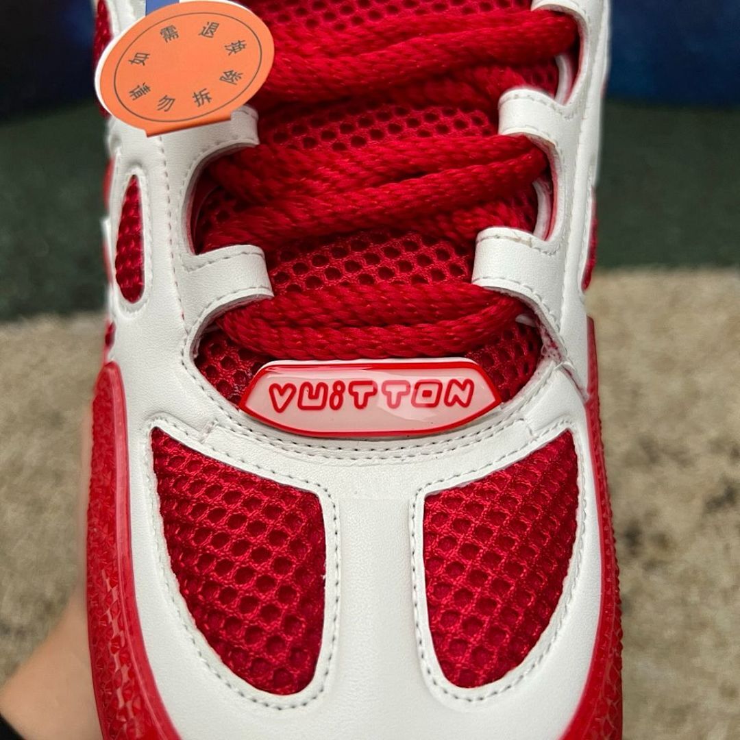 Louis Vuitton LV Trainer Sneaker Red White Monogram Mesh Luxury Shoes 1A9Z61