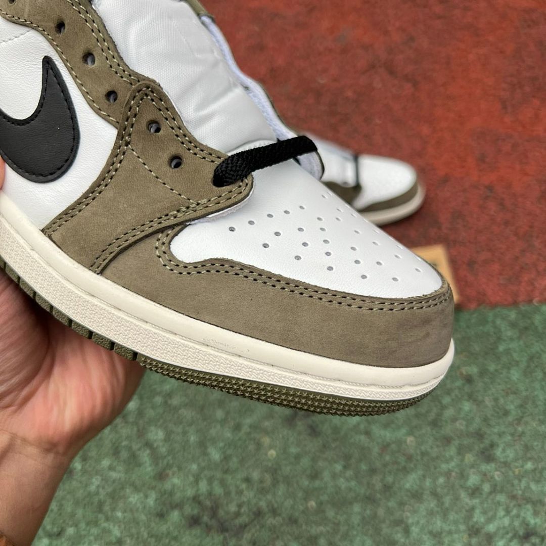 Travis Scott Nike Air Jordan 1 Low OG SP Olive White Black Sail Shoes Sneakers DZ4137-106