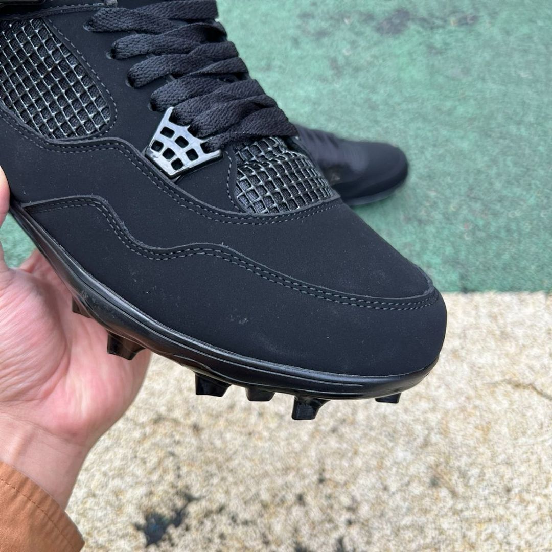 Nike Air Jordan 4 Retro Cleats Triple Black Men's Baseball Football Spikes