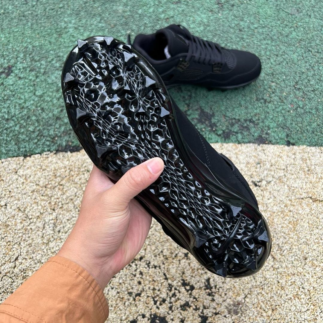 Nike Air Jordan 4 Retro Cleats Triple Black Men's Baseball Football Spikes