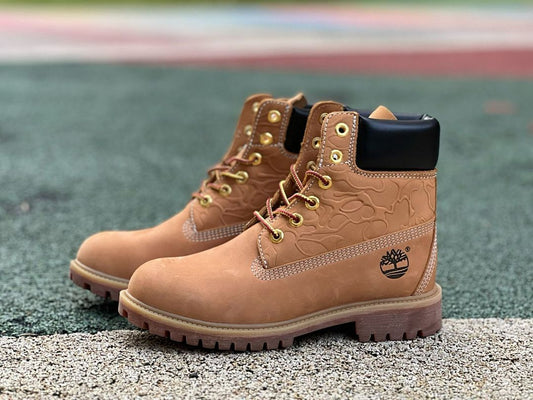 Timberland x BAPE 6-Inch Premium Waterproof Wheat Camo Embossed Leather Boots A24W9