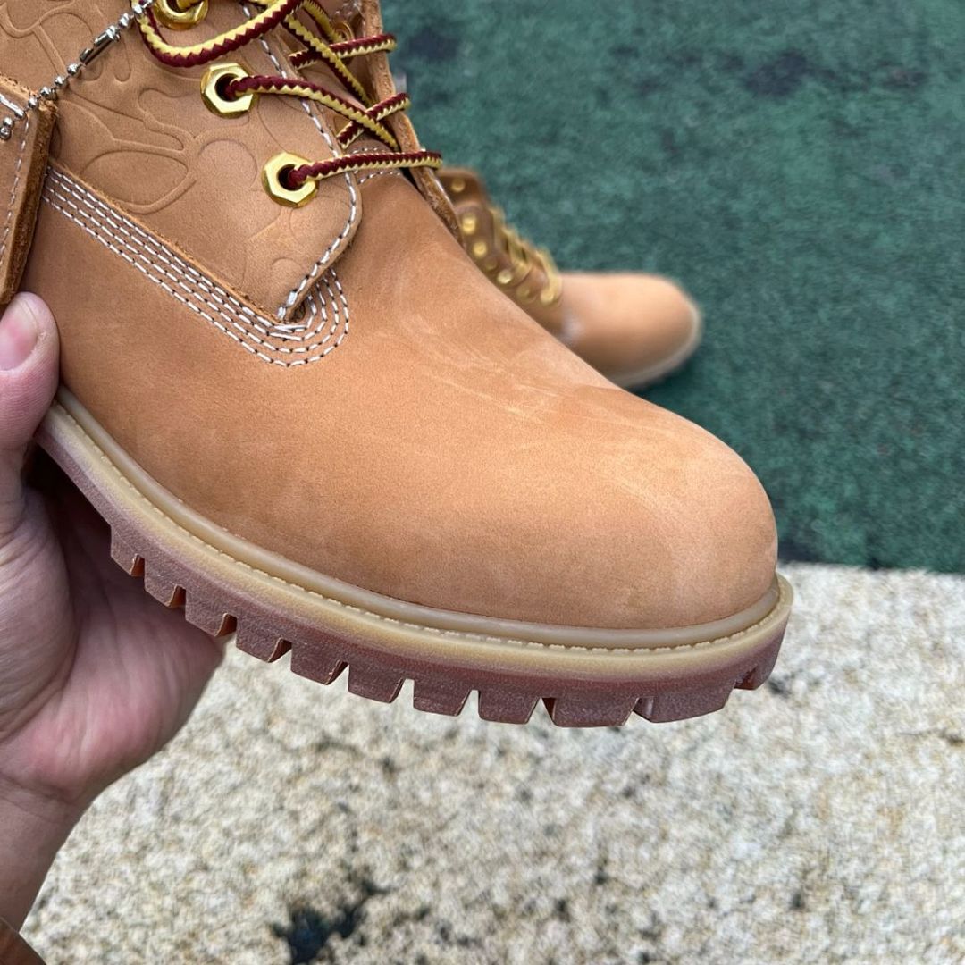 Timberland x BAPE 6-Inch Premium Waterproof Wheat Camo Embossed Leather Boots A24W9