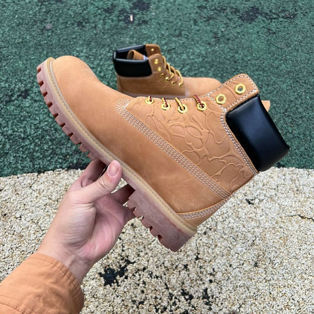 Timberland x BAPE 6-Inch Premium Waterproof Wheat Camo Embossed Leather Boots A24W9
