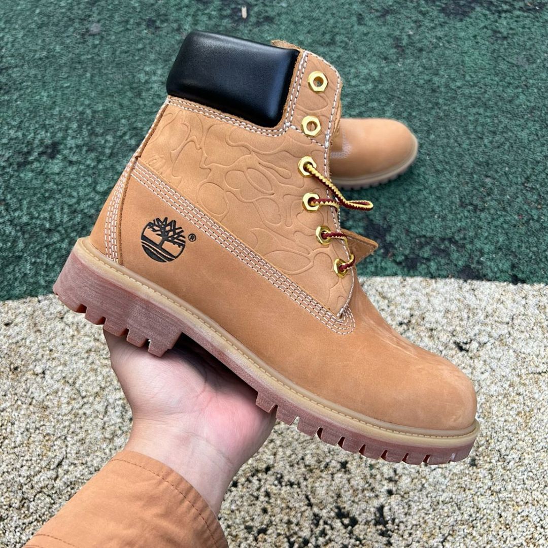 Timberland x BAPE 6-Inch Premium Waterproof Wheat Camo Embossed Leather Boots A24W9