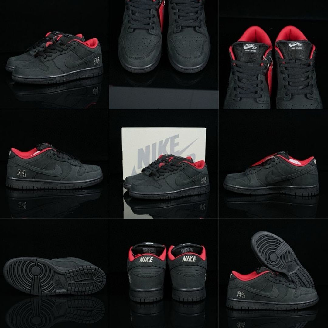 Nike SB Dunk Low Supreme '94 Black Red Sneakers Shoes (436329-001)