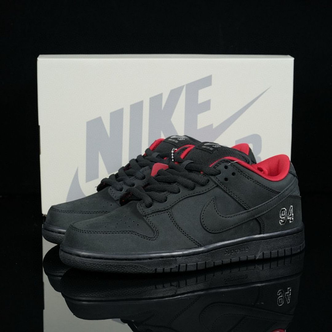 Nike SB Dunk Low Supreme '94 Black Red Sneakers Shoes (436329-001)