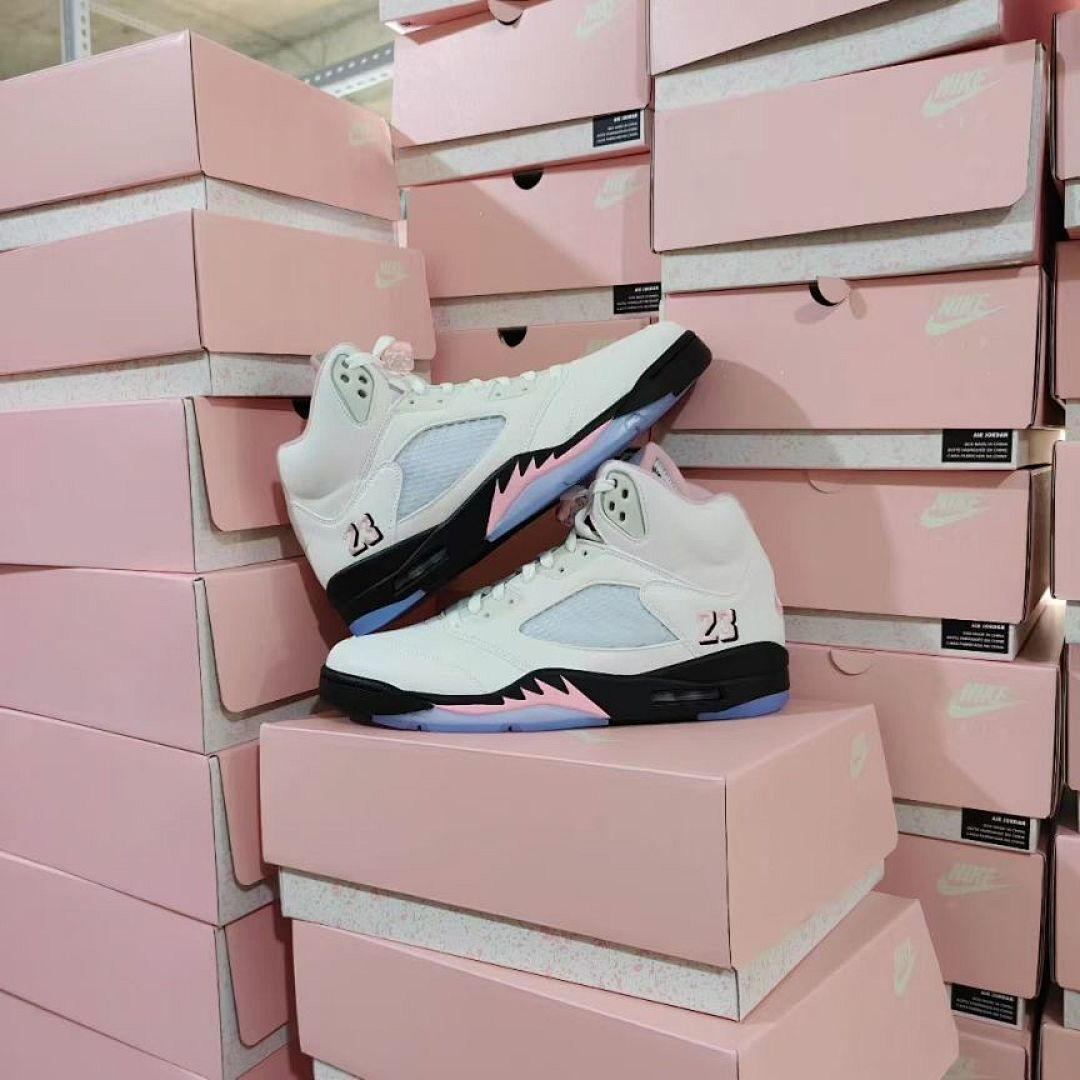 Nike Air Jordan 5 Retro GS Pinksicle White Black Pink Youth Sneakers (440892-168)
