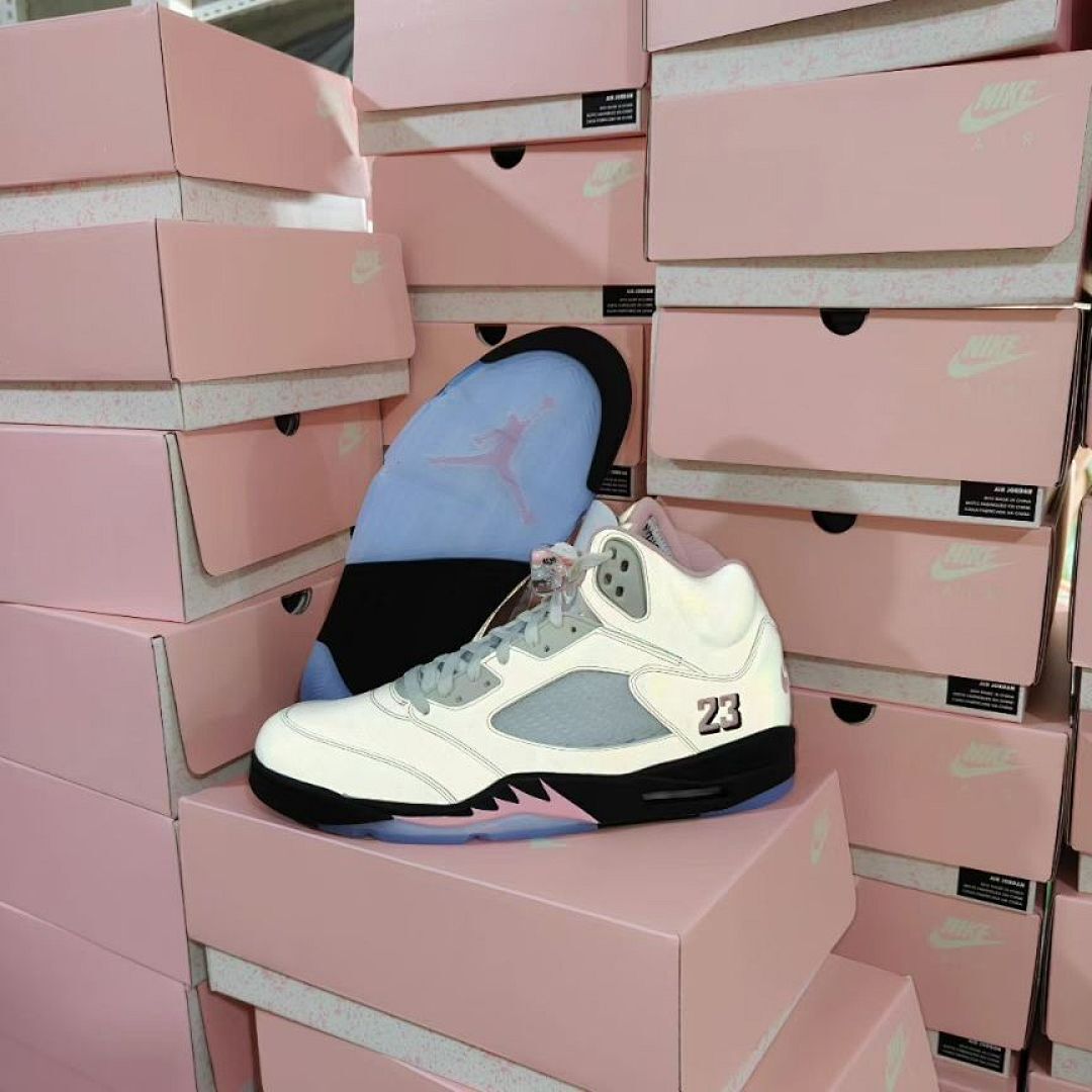 Nike Air Jordan 5 Retro GS Pinksicle White Black Pink Youth Sneakers (440892-168)