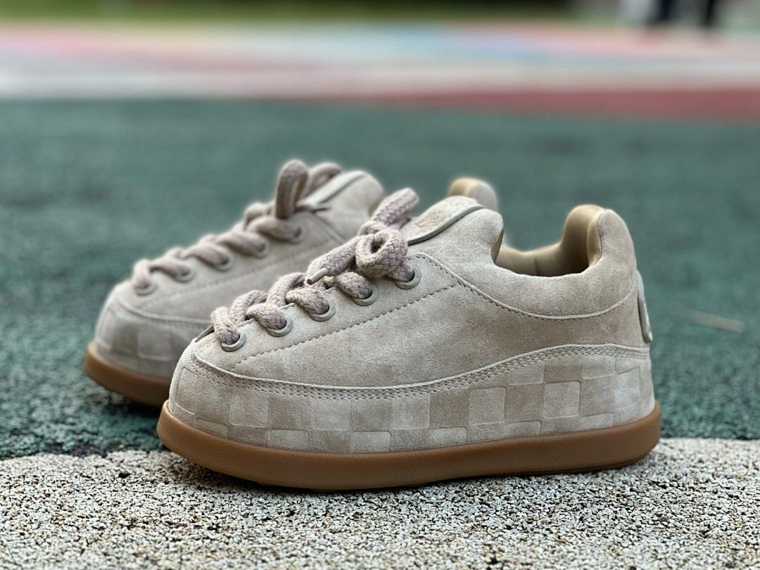 Louis Vuitton LV Squall Low Sneaker Beige Suede Embossed Damier Trainer