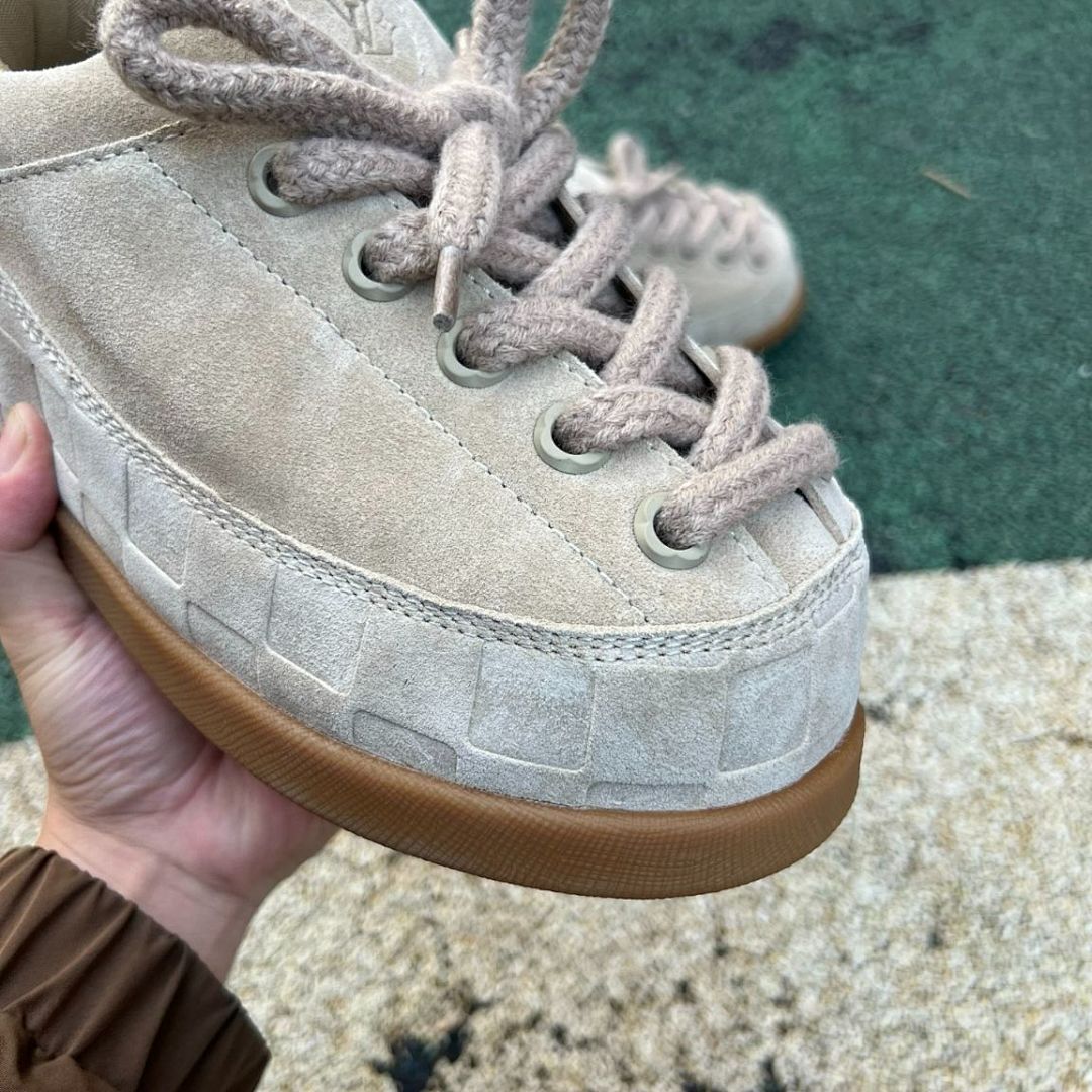 Louis Vuitton LV Squall Low Sneaker Beige Suede Embossed Damier Trainer