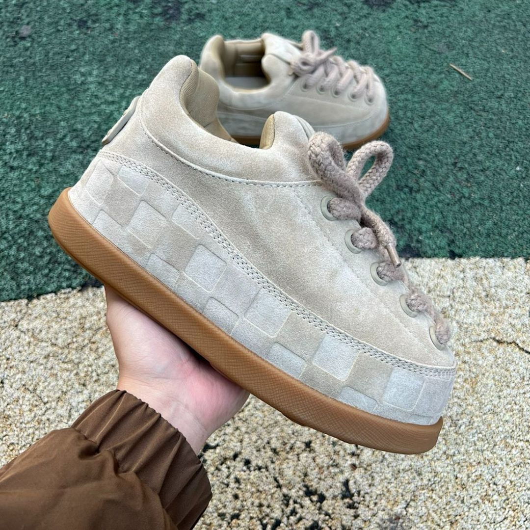 Louis Vuitton LV Squall Low Sneaker Beige Suede Embossed Damier Trainer