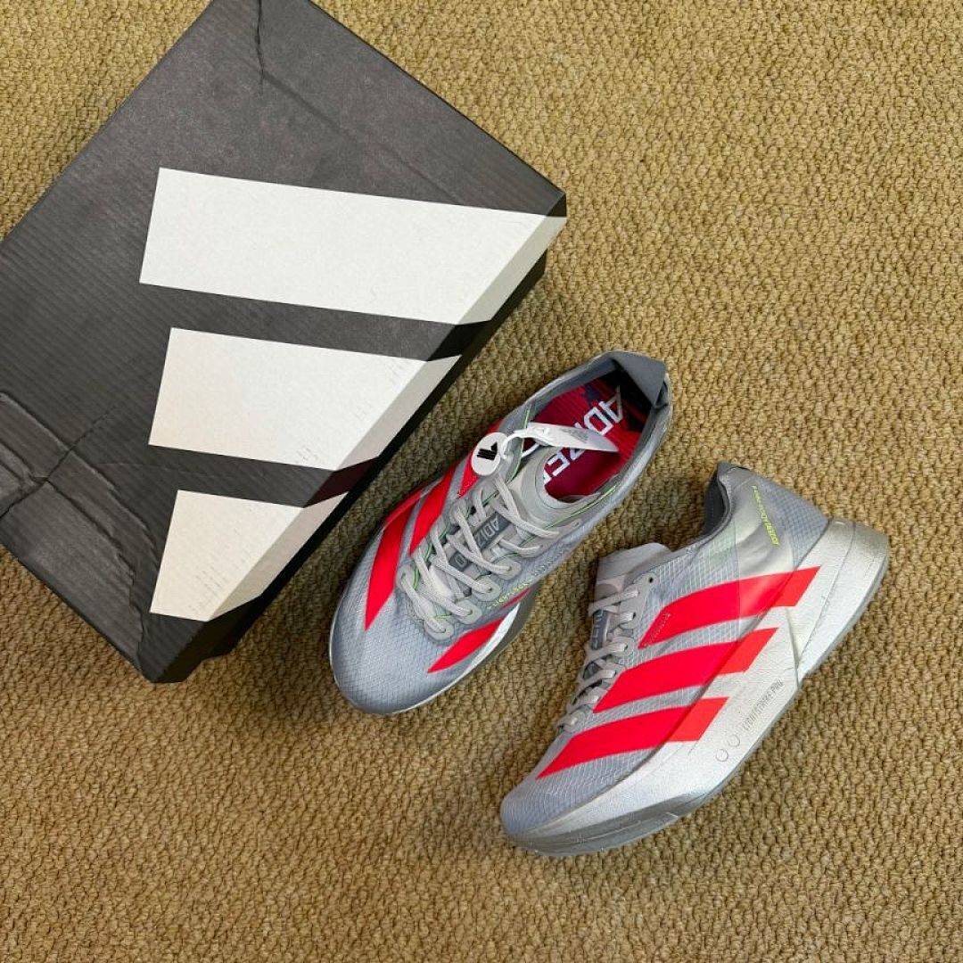 Adidas Adizero Adios Pro 3 Lightstrike Pro Running Shoes Grey Six Solar Red Carbon GW5467