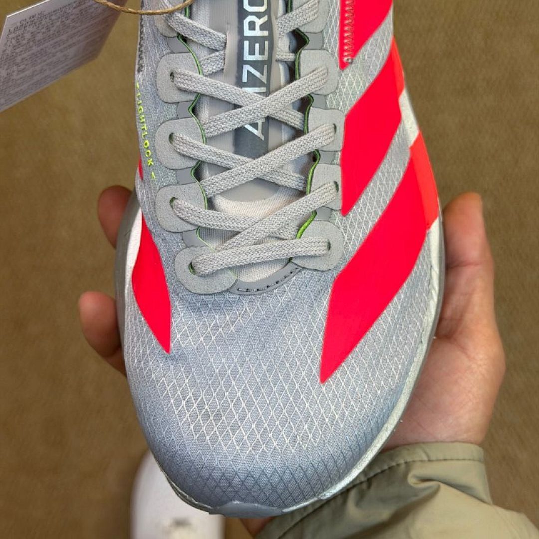 Adidas Adizero Adios Pro 3 Lightstrike Pro Running Shoes Grey Six Solar Red Carbon GW5467
