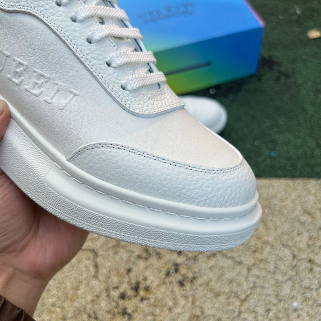 MQUEEN Oversized Platform Sneakers White Blue Leather Trainers