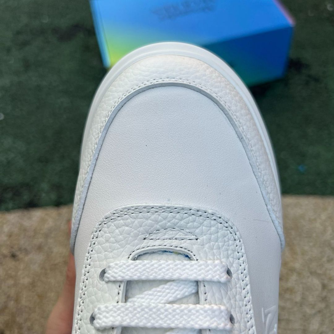 MQUEEN Oversized Platform Sneakers White Blue Leather Trainers