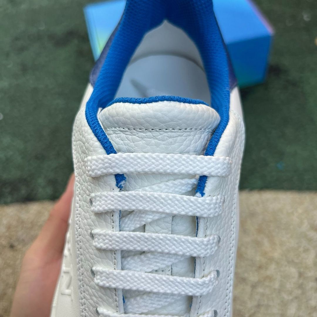 MQUEEN Oversized Platform Sneakers White Blue Leather Trainers
