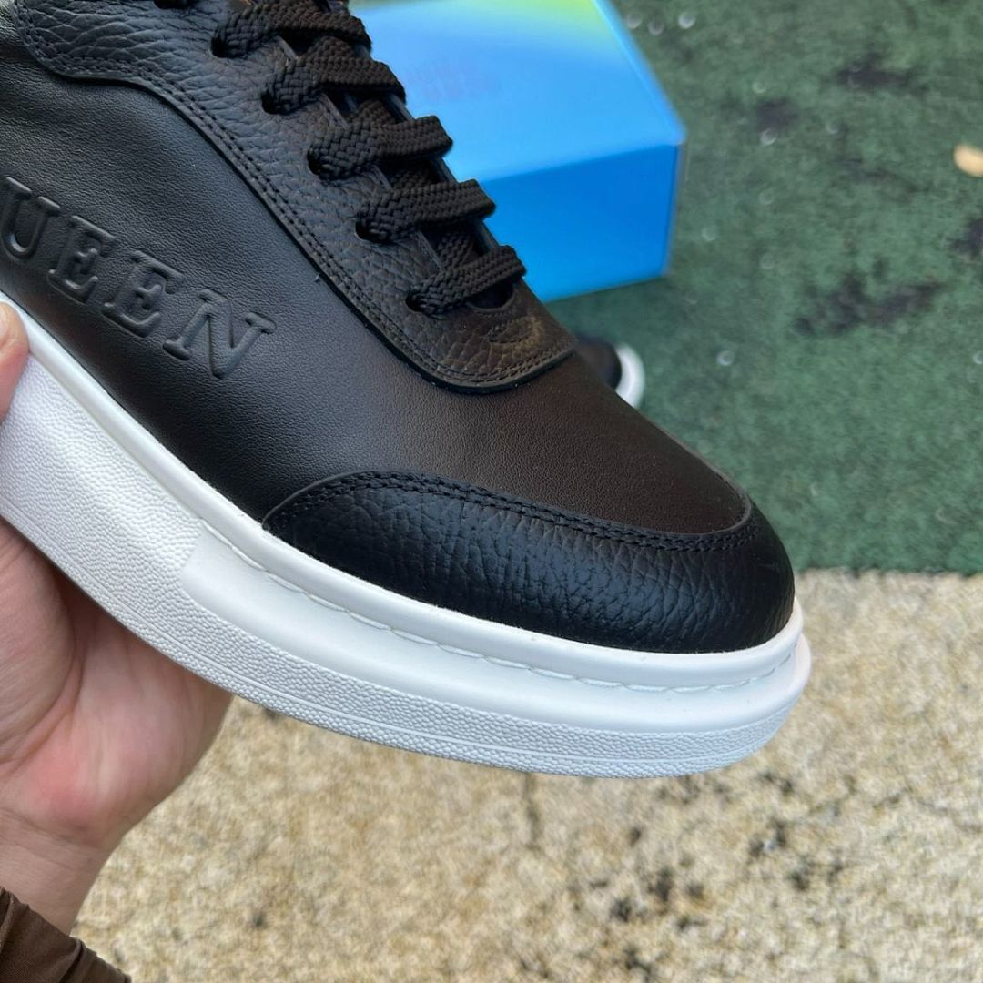 MQUEEN Black Leather Oversized Platform Sneakers