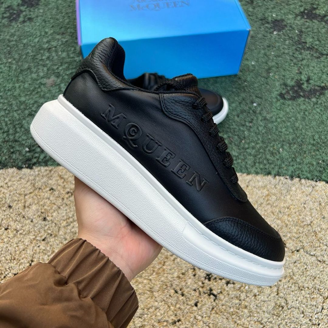 MQUEEN Black Leather Oversized Platform Sneakers