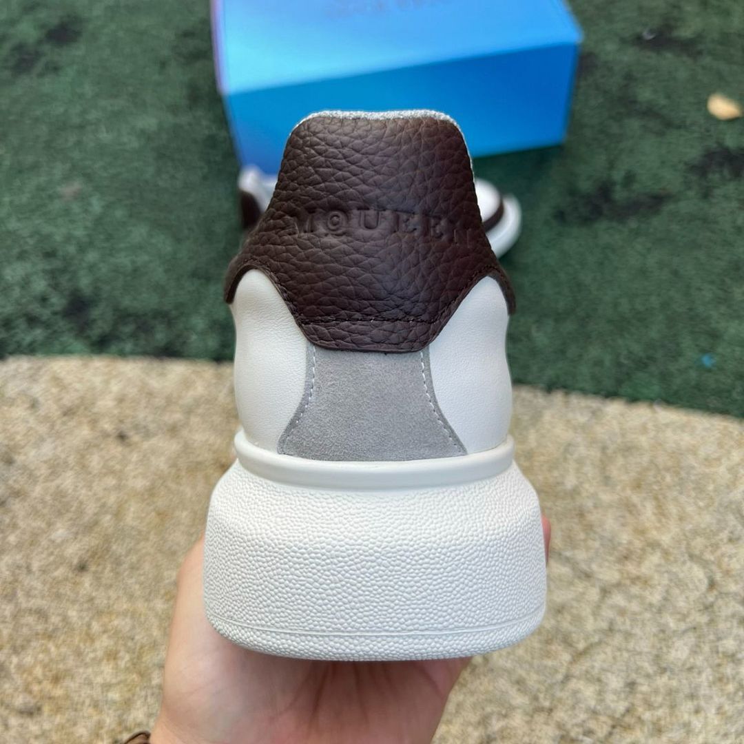 MQUEEN Oversized Platform Sneakers White Brown Leather Chunky Sole Alexander McQueen Style Trainers