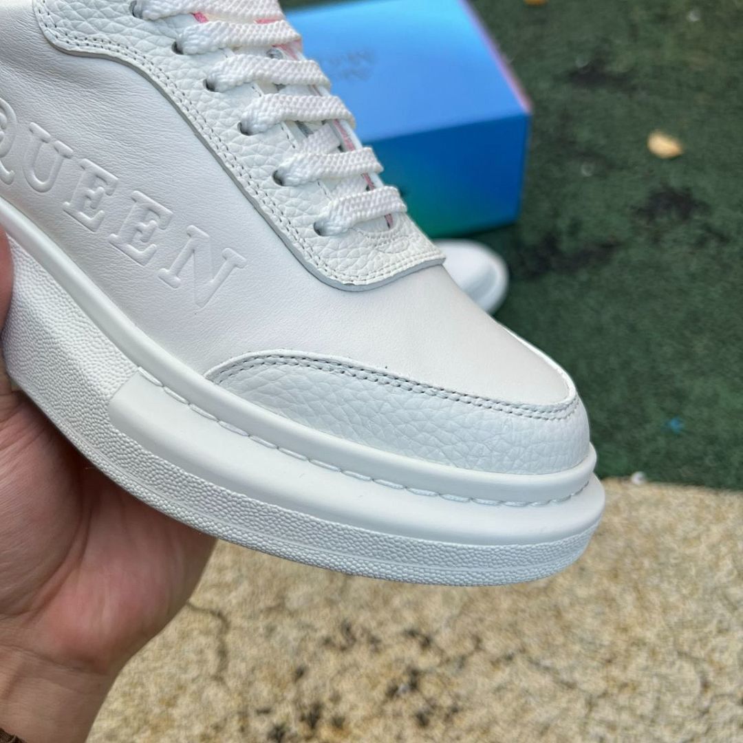 MQUEEN White Pink Platform Oversized Sole Sneakers Chunky Low-Top Trainers