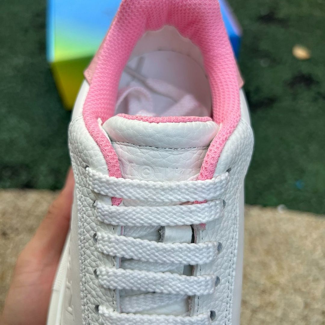 MQUEEN White Pink Platform Oversized Sole Sneakers Chunky Low-Top Trainers