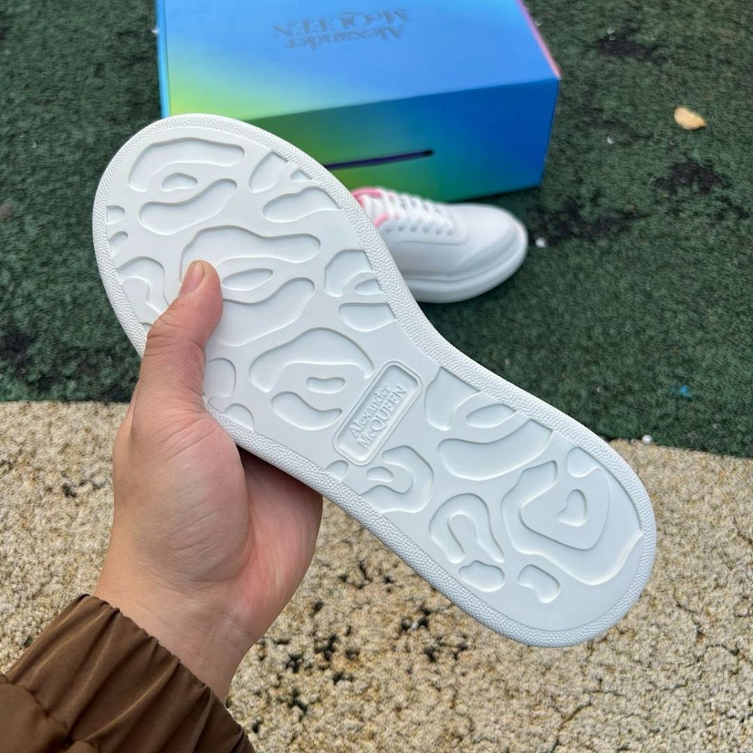 MQUEEN White Pink Platform Oversized Sole Sneakers Chunky Low-Top Trainers