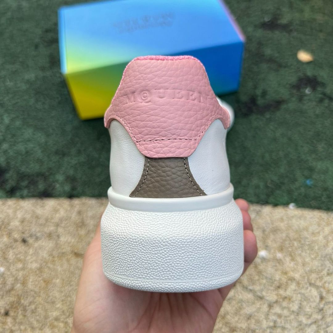 MQUEEN White Pink Platform Oversized Sole Sneakers Chunky Low-Top Trainers