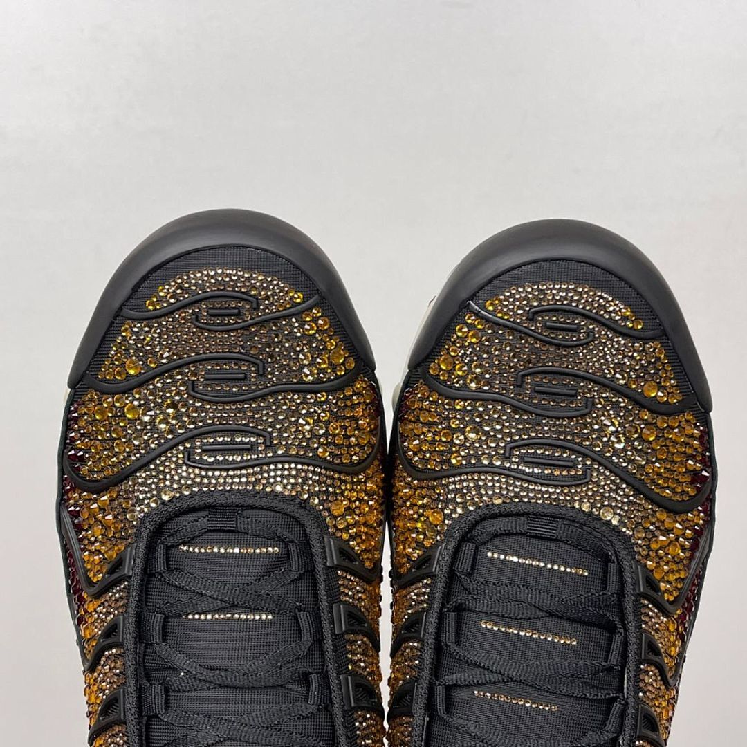Nike Air Max Plus TN Custom Rhinestone Bling Black Red Gold Sneakers