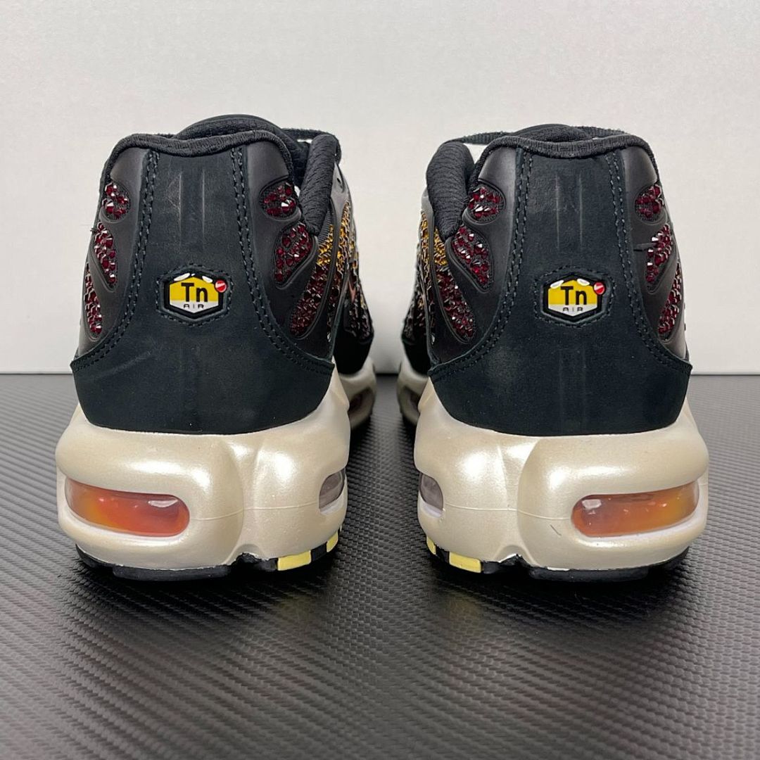 Nike Air Max Plus TN Custom Rhinestone Bling Black Red Gold Sneakers