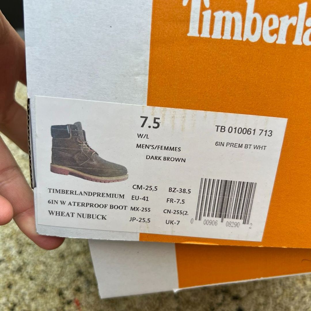 Timberland Men's 6-Inch Premium Waterproof Boots Dark Brown Nubuck Red Lug Sole A10001