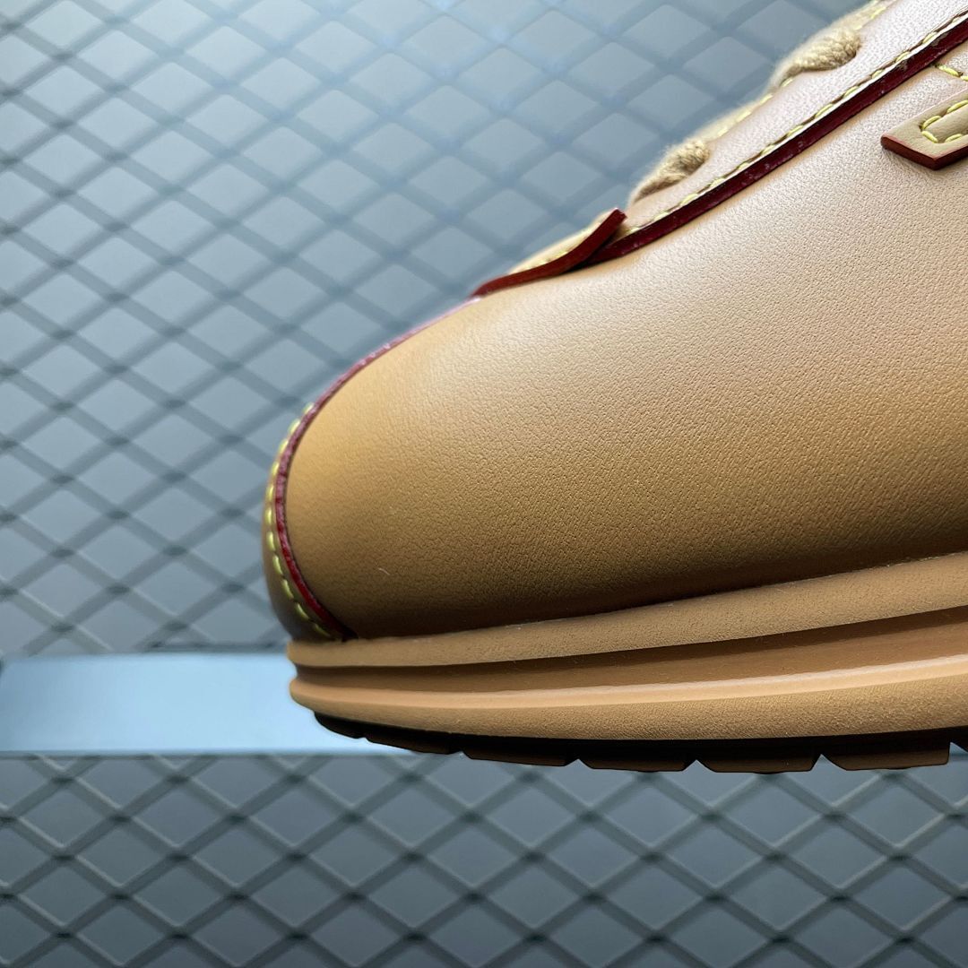 Louis Vuitton LV Trainer Sneaker Caramel Leather Red Piping