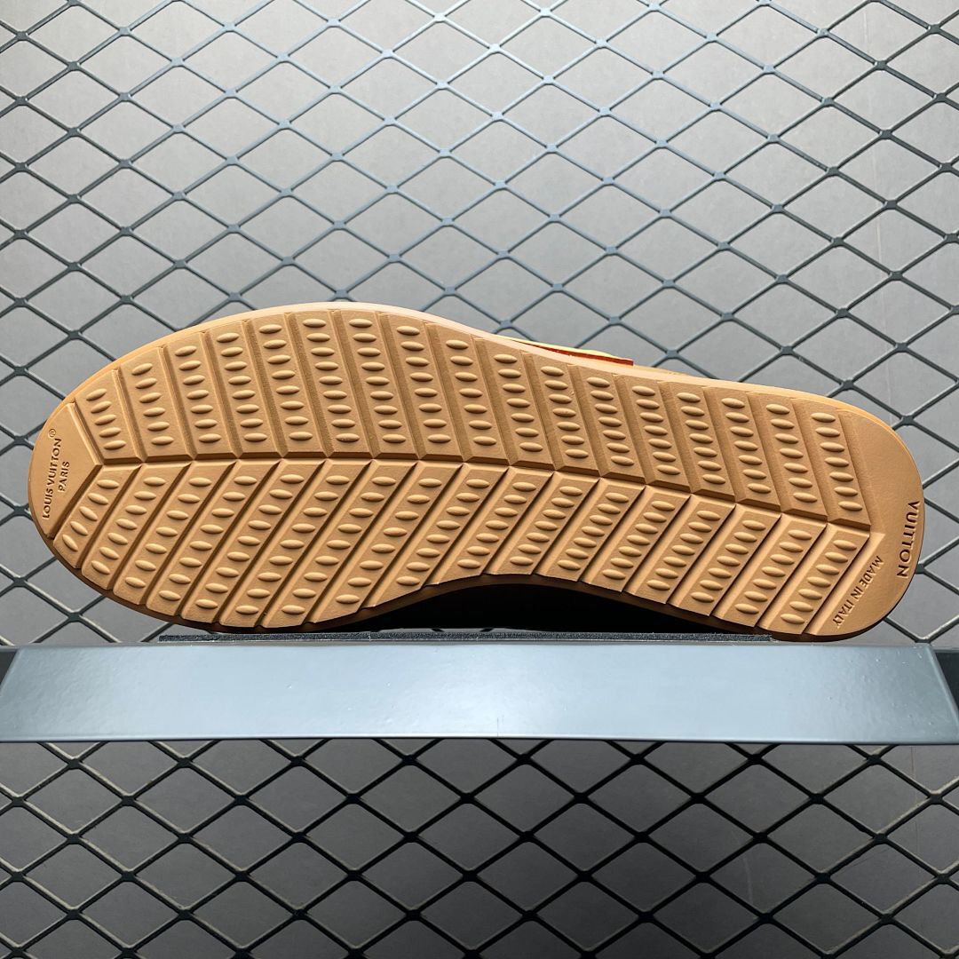 Louis Vuitton LV Trainer Sneaker Caramel Leather Red Piping