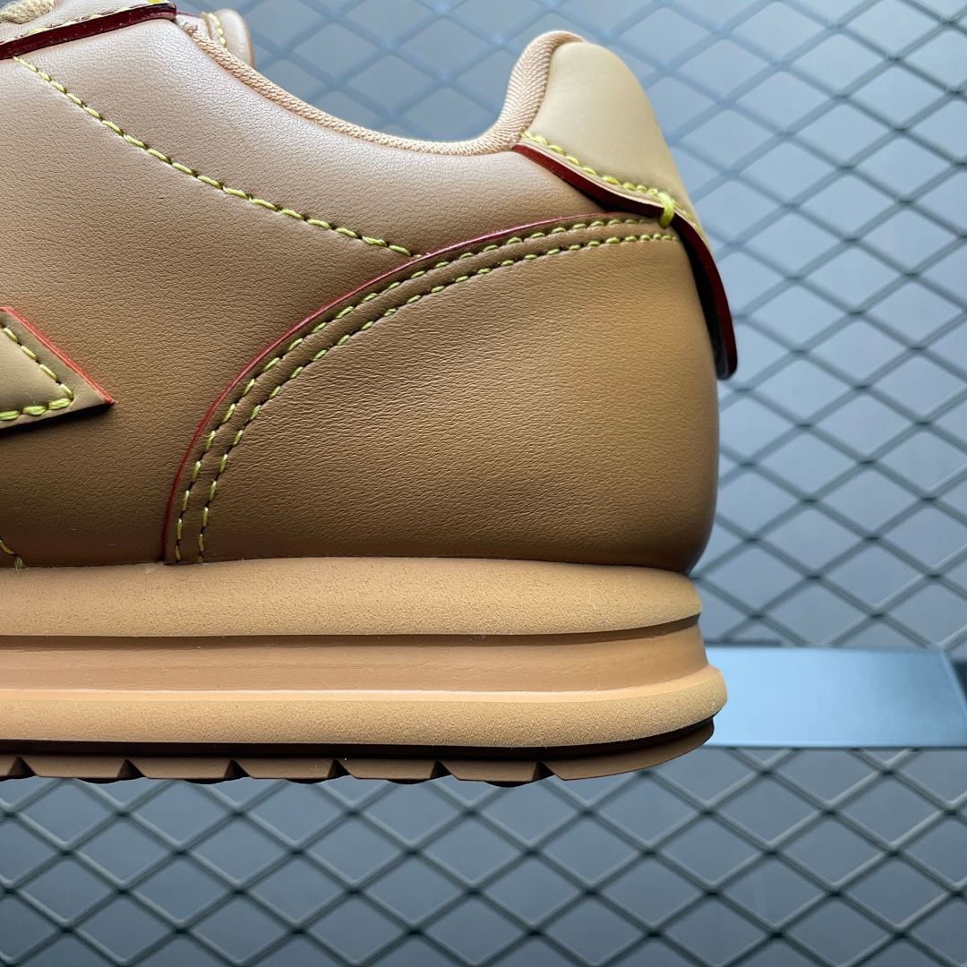 Louis Vuitton LV Trainer Sneaker Caramel Leather Red Piping