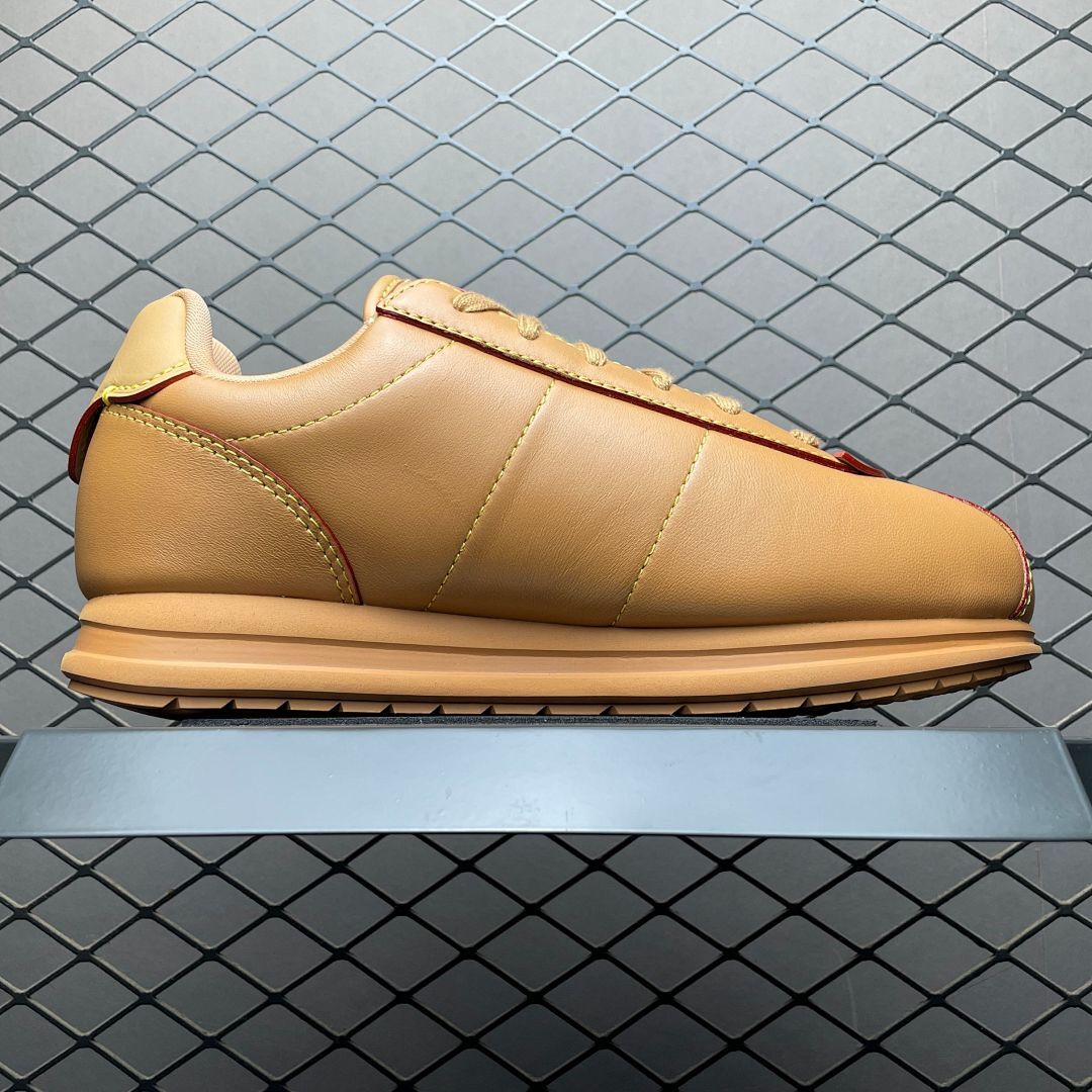 Louis Vuitton LV Trainer Sneaker Caramel Leather Red Piping