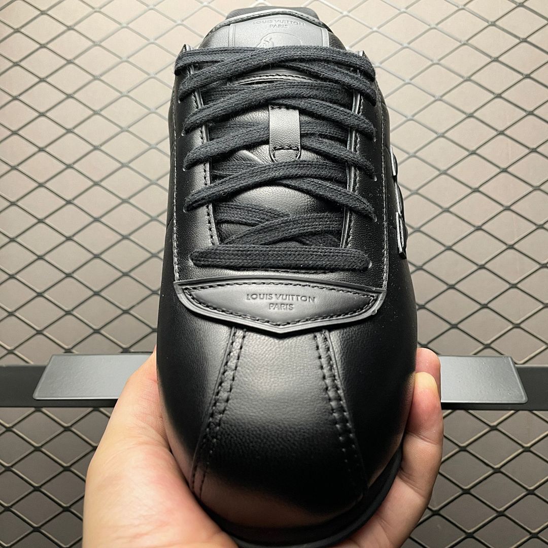 Louis Vuitton LV Runner Monogram Embossed Black Leather Low-Top Sneakers