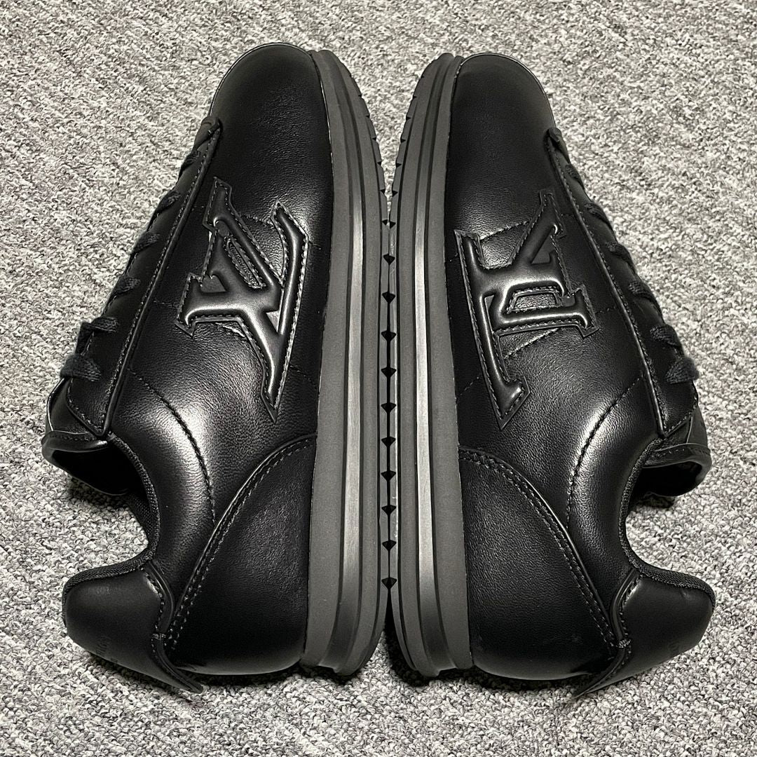 Louis Vuitton LV Runner Monogram Embossed Black Leather Low-Top Sneakers